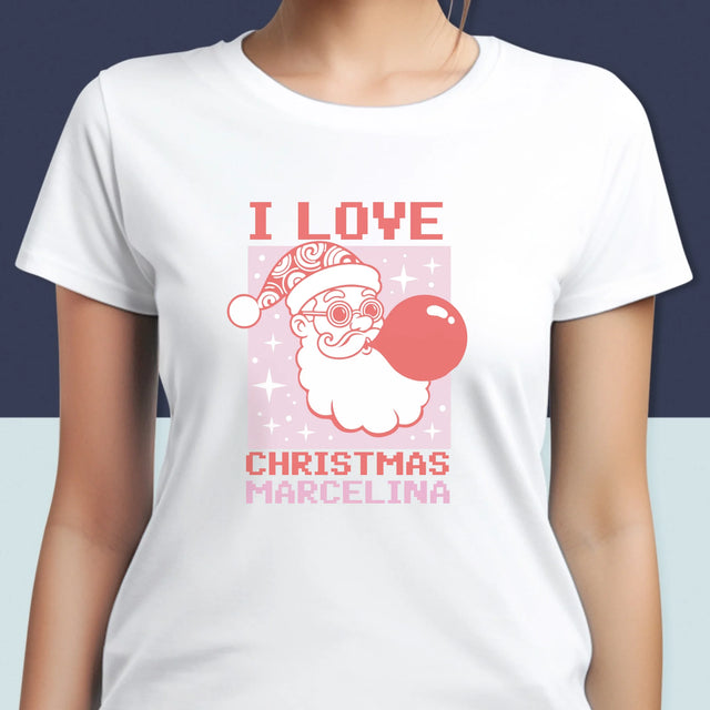 Imię I Podpis: I Love Christmas - Koszulka Damska z Nadrukiem