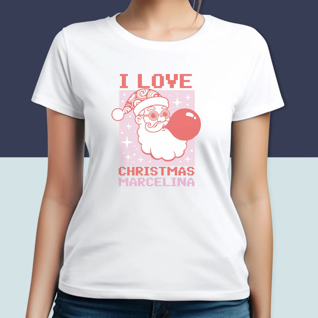 Imię I Podpis: I Love Christmas - Koszulka Damska z Nadrukiem