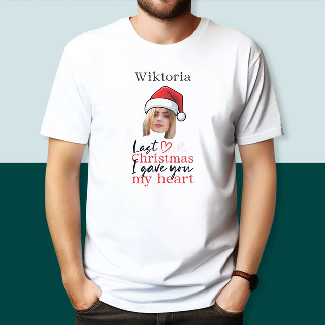 Zdjęcie I Podpis: Last Christmas I Gave You My Heart - Koszulka Męska z Nadrukiem