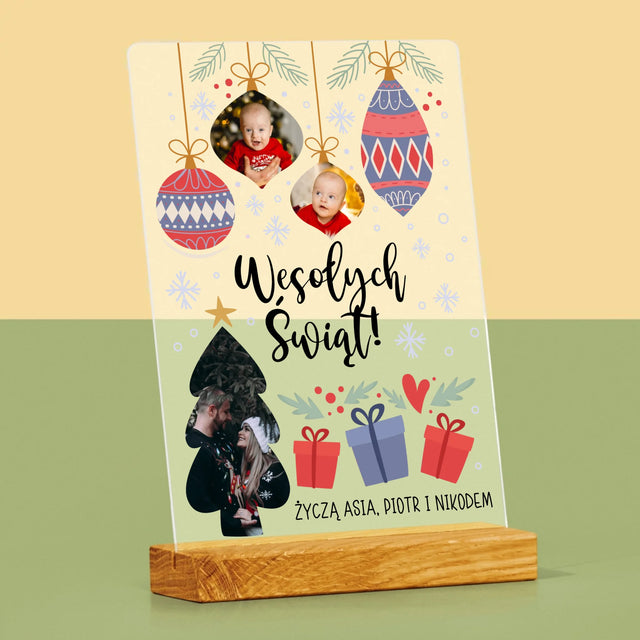 Fotokolaż: Choinka I Bombki - Wydruk Na Szkle Akrylowym