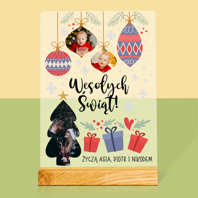 Fotokolaż: Choinka I Bombki - Wydruk Na Szkle Akrylowym