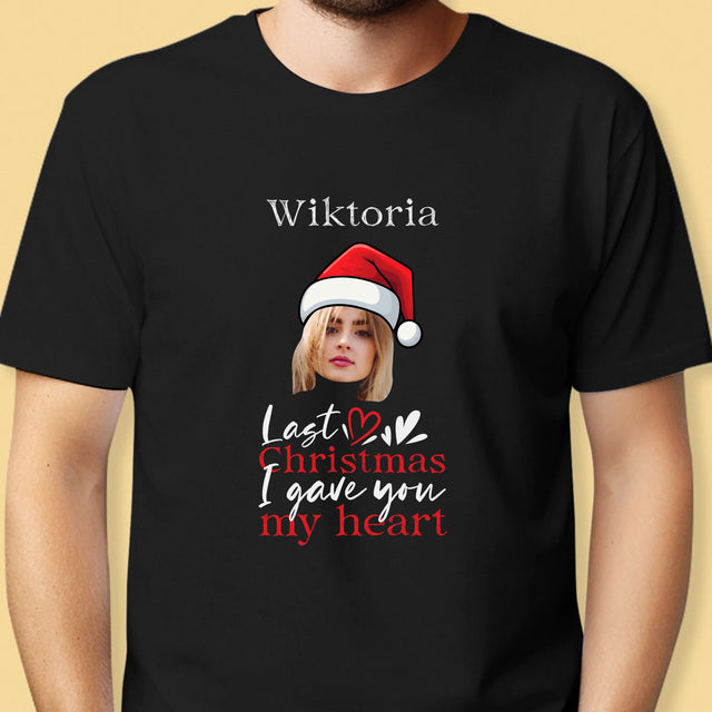 Zdjęcie I Podpis: Last Christmas I Gave You My Heart - Koszulka Męska z Nadrukiem