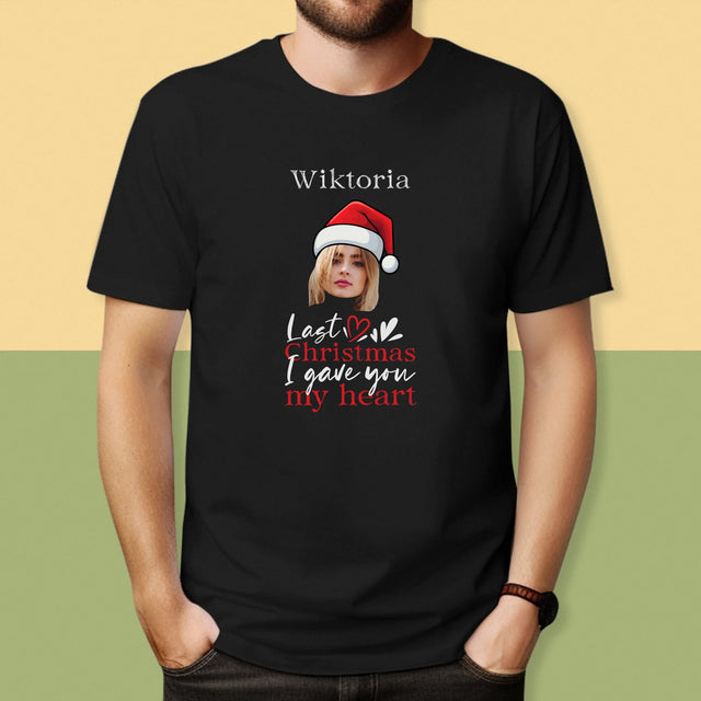 Zdjęcie I Podpis: Last Christmas I Gave You My Heart - Koszulka Męska z Nadrukiem