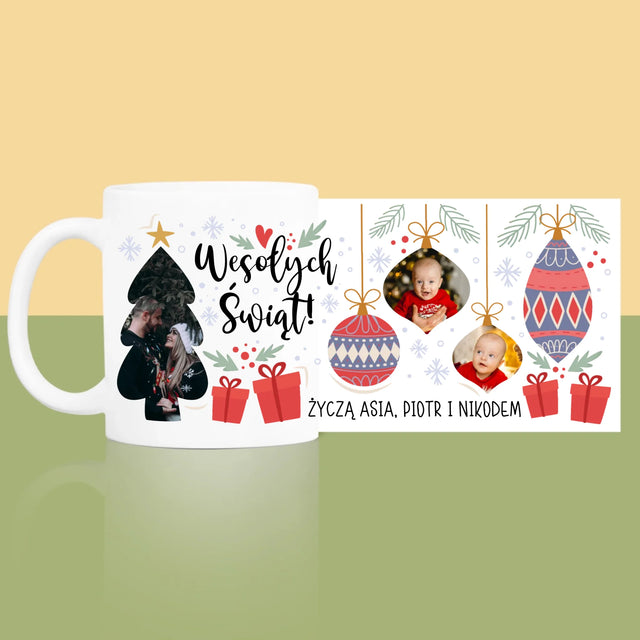 Fotokolaż: Choinka I Bombki - Kubek z Nadrukiem