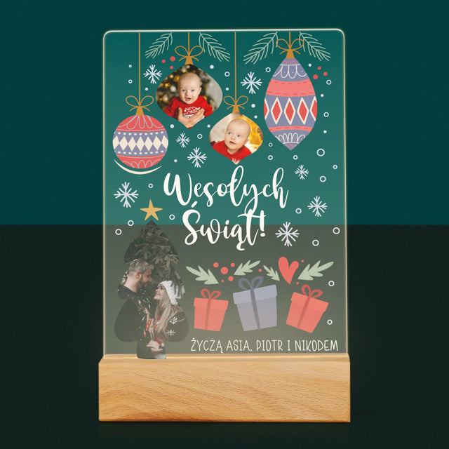 Fotokolaż: Choinka I Bombki - Wydruk Na Szkle Akrylowym