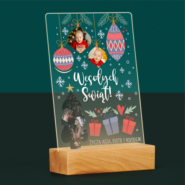 Fotokolaż: Choinka I Bombki - Wydruk Na Szkle Akrylowym