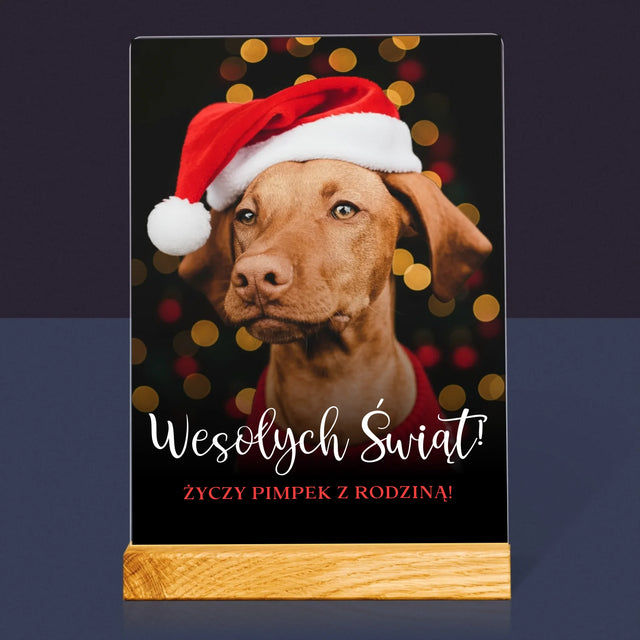 Zdjęcie I Podpis: Świąteczny Piesek - Wydruk Na Szkle Akrylowym