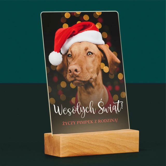 Zdjęcie I Podpis: Świąteczny Piesek - Wydruk Na Szkle Akrylowym