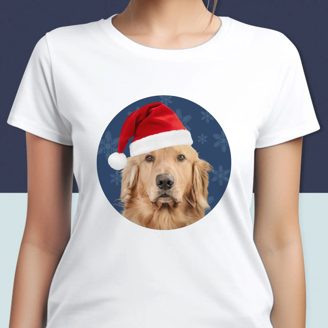 Zdjęcie I Podpis: Twój Pies Świąteczny - Koszulka Damska z Nadrukiem