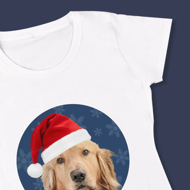 Zdjęcie I Podpis: Twój Pies Świąteczny - Koszulka Damska z Nadrukiem