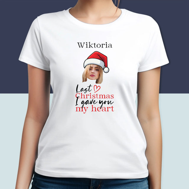 Zdjęcie I Podpis: Last Christmas I Gave You My Heart - Koszulka Damska z Nadrukiem