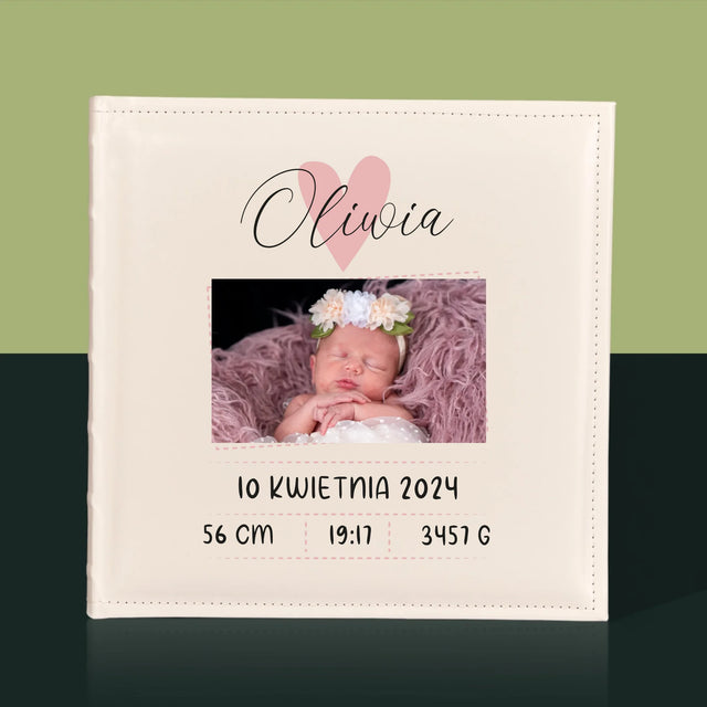 Metryczka Dziecka: Serduszko Dziewczynka - Album Na Zdjęcia