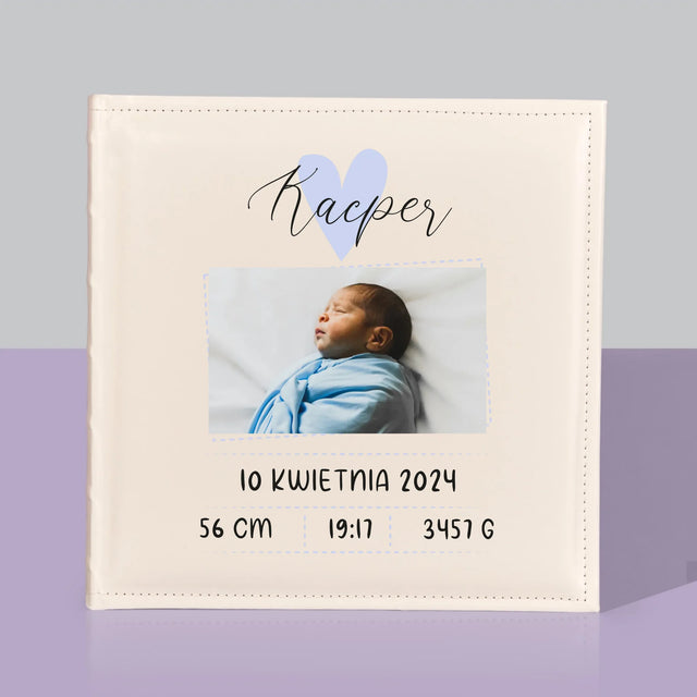 Metryczka Dziecka: Serduszko Chłopiec - Album Na Zdjęcia