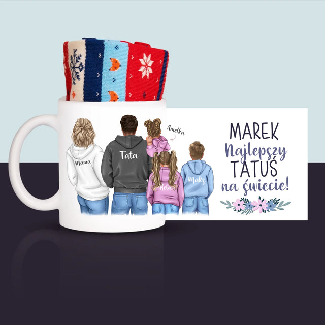 Kreator Postaci: Rodzina z Dziećmi - Zimowe Skarpetki w Kubku