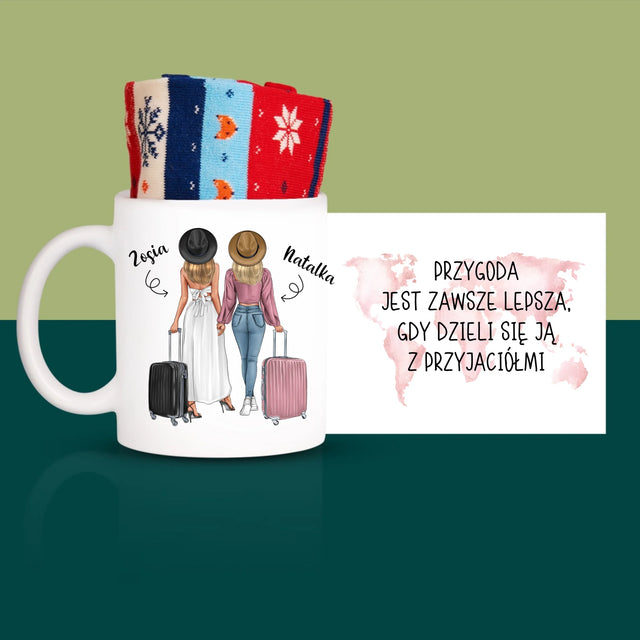 Kreator Postaci: Przyjaciółki Podróżniczki - Zimowe Skarpetki w Kubku