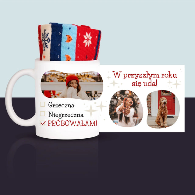 Fotokolaż: Grzeczna - Zimowe Skarpetki w Kubku