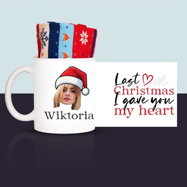 Zdjęcie i Podpis: Last Christmas i Gave You My Heart - Zimowe Skarpetki w Kubku