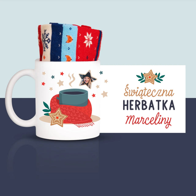 Zdjęcie i Podpis: Świąteczna Herbatka - Zimowe Skarpetki w Kubku