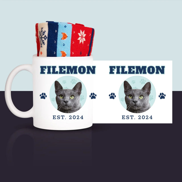 Twoja Postać: Twój Kot Varsity - Zimowe Skarpetki w Kubku