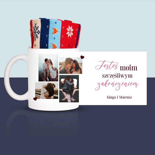Fotokolaż: Jesteś Moim Szczęśliwym Zakończeniem - Zimowe Skarpetki w Kubku