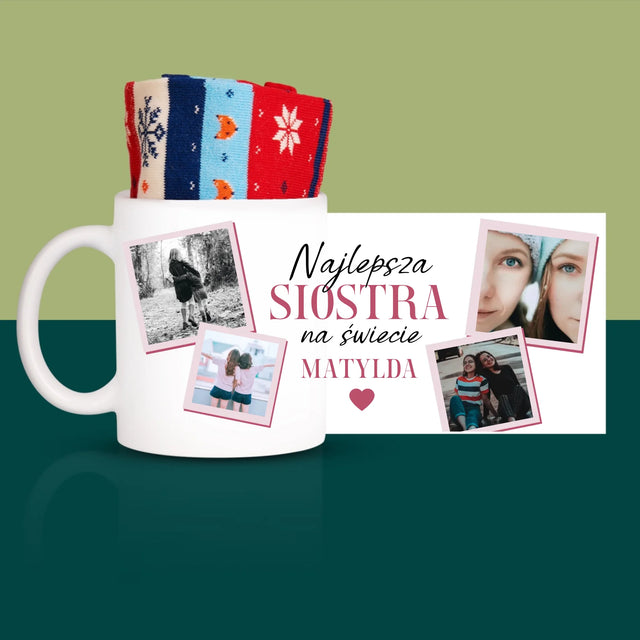 Fotokolaż: Najlepsza Siostra - Zimowe Skarpetki w Kubku