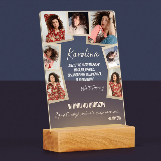 Fotokolaż: 40 Urodziny Spełniaj Marzenia - Wydruk Na Szkle Akrylowym
