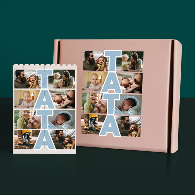 Fotokolaż: Napis Tata - Klocki LEGO z Nadrukiem