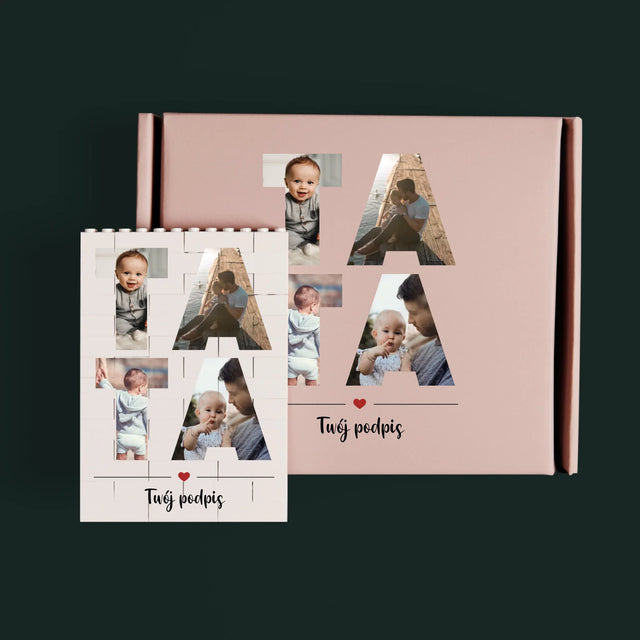 Słowo ze Zdjęć: Tata - Klocki LEGO z Nadrukiem