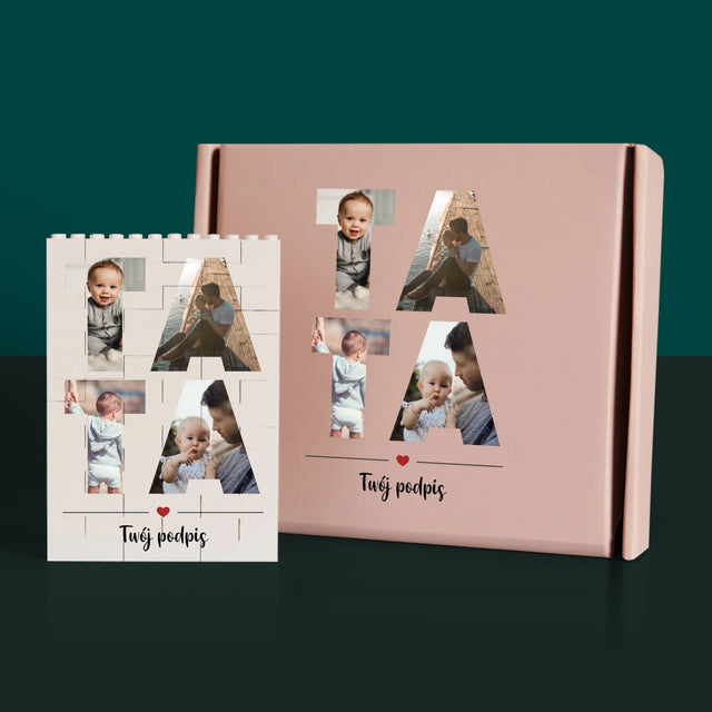 Słowo ze Zdjęć: Tata - Klocki LEGO z Nadrukiem