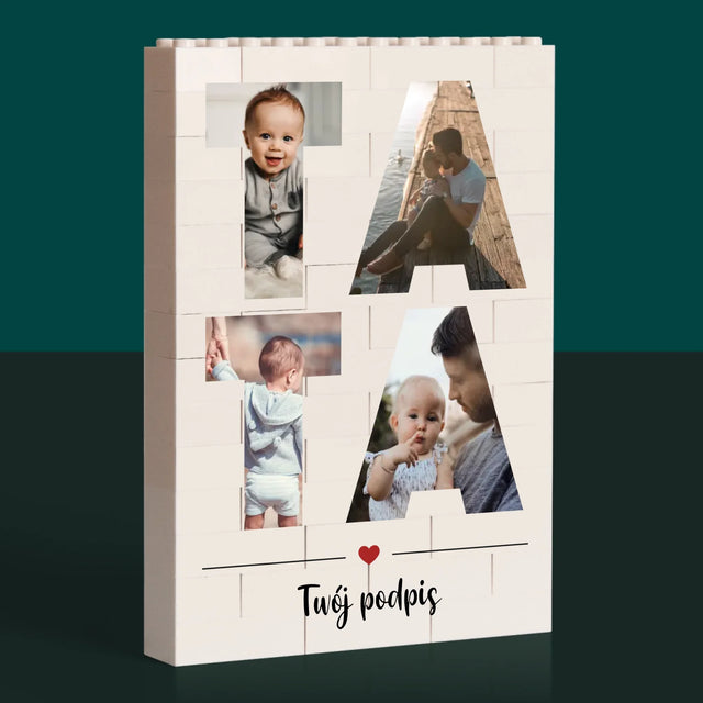 Słowo ze Zdjęć: Tata - Klocki LEGO z Nadrukiem