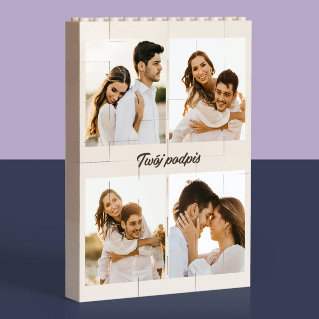 Fotokolaż: 4 Zdjęcia i Podpis - Klocki LEGO z Nadrukiem