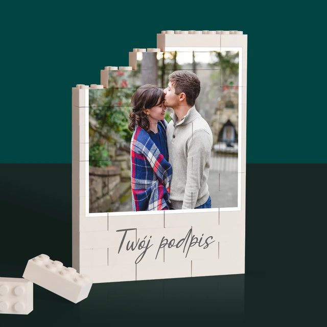 Zdjęcie i Podpis: Twoje Zdjęcie i Podpis - Klocki LEGO z Nadrukiem