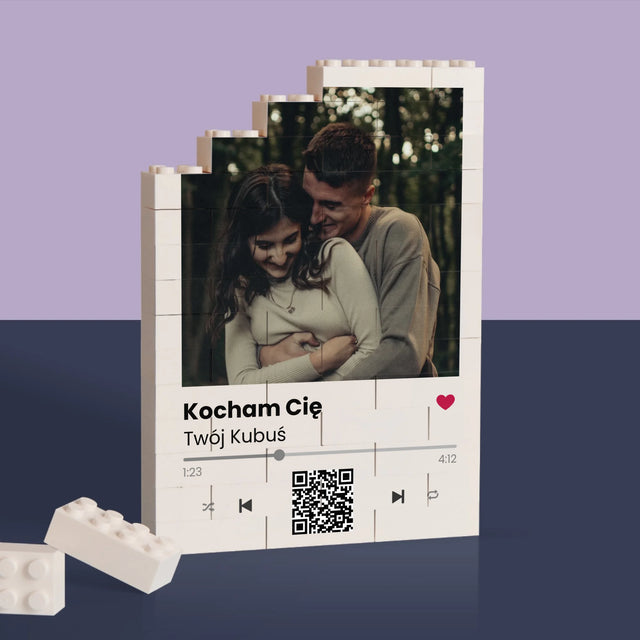 Zdjęcie i Podpis: Spotify z Kodem Qr - Klocki LEGO z Nadrukiem