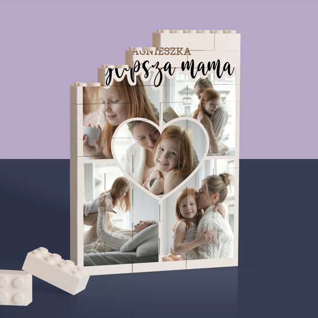 Fotokolaż: Najlepsza Mama Serce - Klocki LEGO z Nadrukiem