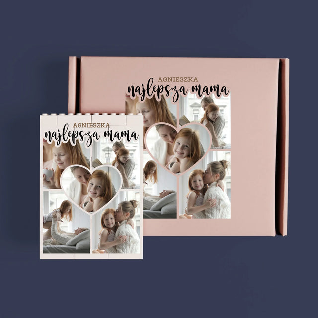 Fotokolaż: Najlepsza Mama Serce - Klocki LEGO z Nadrukiem