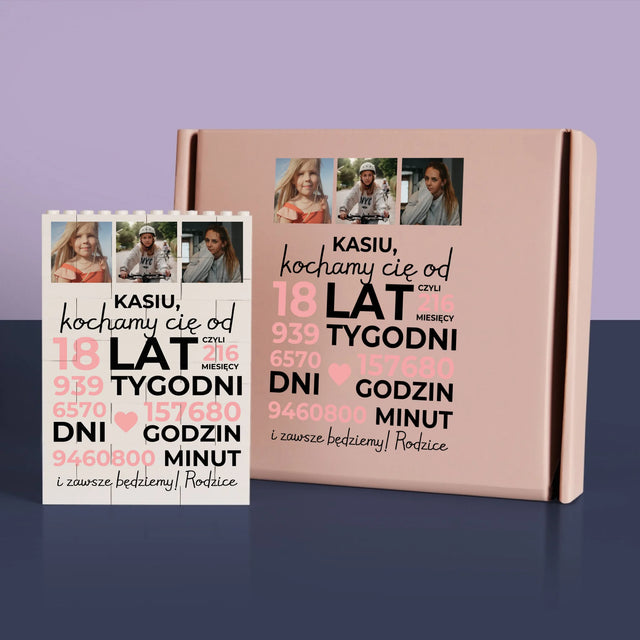 Fotokolaż: Kochamy Cię Od 18 Lat - Klocki LEGO z Nadrukiem