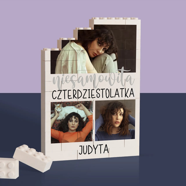 Fotokolaż: Niesamowita Czterdziestolatka - Klocki LEGO z Nadrukiem
