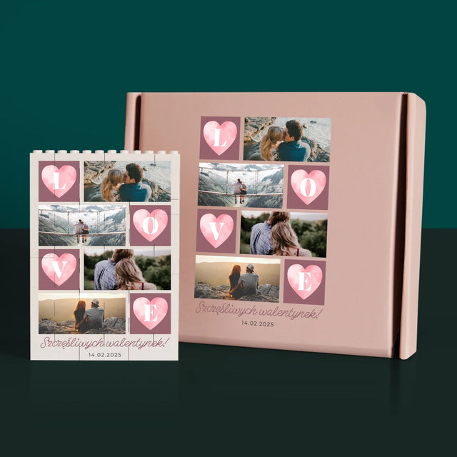 Fotokolaż: Serduszka Love - Klocki LEGO z Nadrukiem