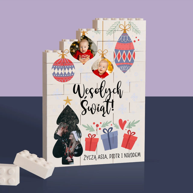 Fotokolaż: Choinka i Bombki - Klocki LEGO z Nadrukiem
