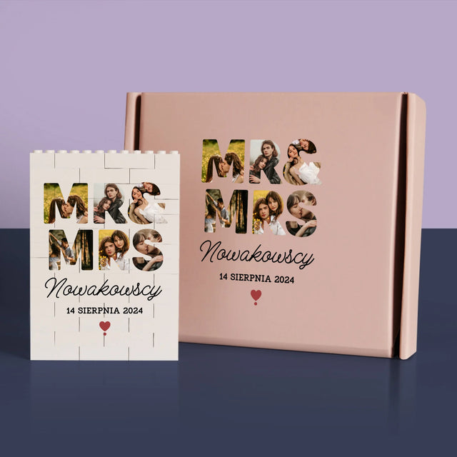 Słowo ze Zdjęć: Mr&Mrs - Klocki LEGO z Nadrukiem