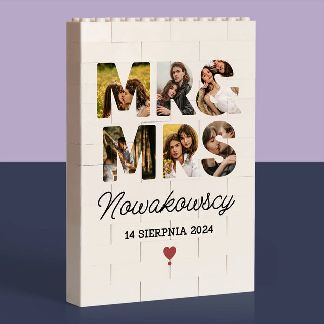 Słowo ze Zdjęć: Mr&Mrs - Klocki LEGO z Nadrukiem