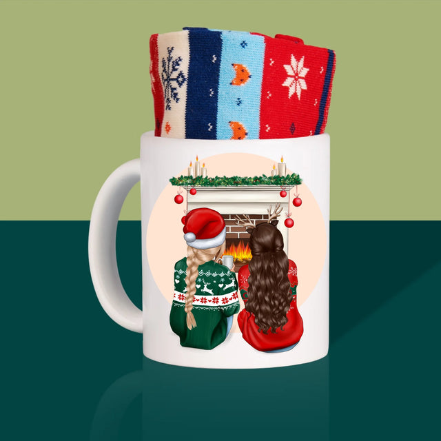 Kreator Postaci: Najlepsze Przyjaciółki w Święta - Zimowe Skarpetki w Kubku