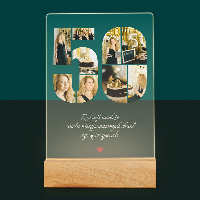 Kształt Ze Zdjęć: 50 Urodziny Życzenia - Wydruk Na Szkle Akrylowym