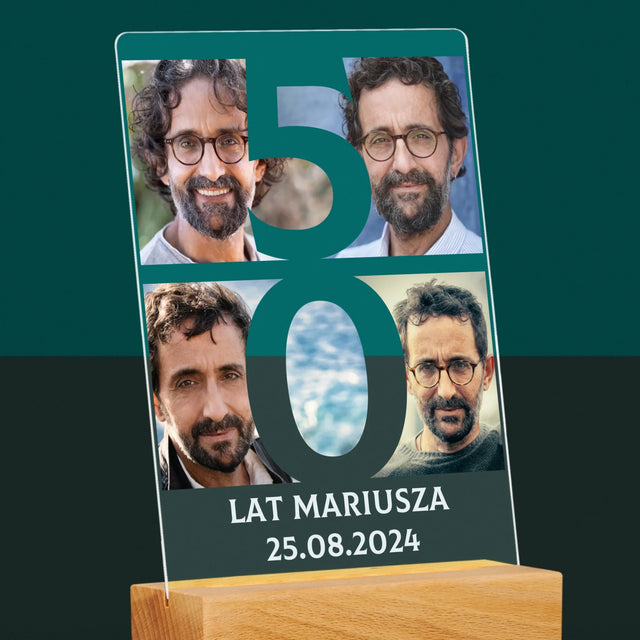 Fotokolaż: 50 Lat Cyfra Zdjęcia - Wydruk Na Szkle Akrylowym