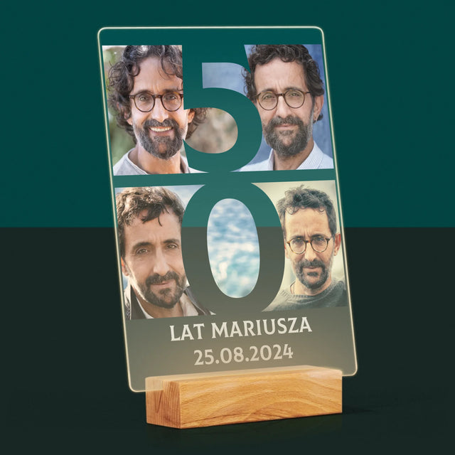 Fotokolaż: 50 Lat Cyfra Zdjęcia - Wydruk Na Szkle Akrylowym