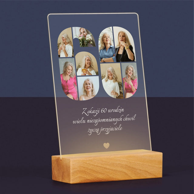 Kształt Ze Zdjęć: 60 Urodziny Życzenia - Wydruk Na Szkle Akrylowym