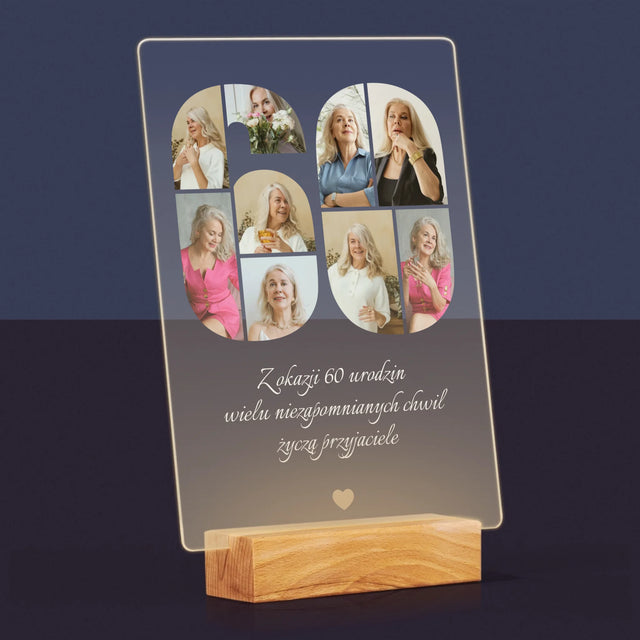 Kształt Ze Zdjęć: 60 Urodziny Życzenia - Wydruk Na Szkle Akrylowym