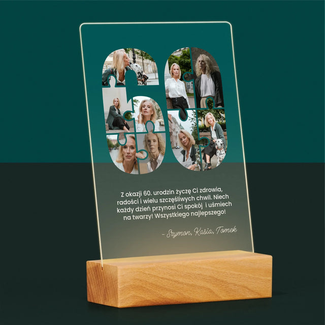Kształt Ze Zdjęć: 60 Urodziny Puzzle - Wydruk Na Szkle Akrylowym