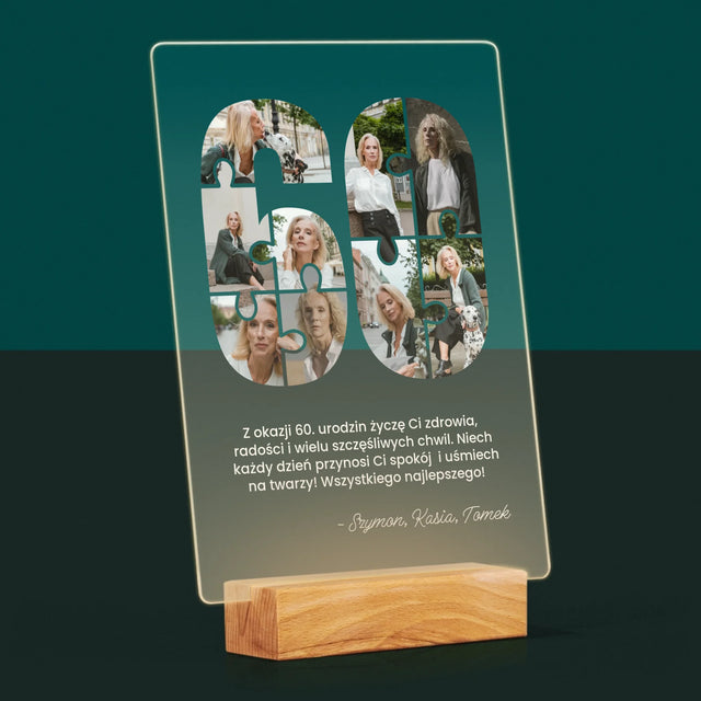 Kształt Ze Zdjęć: 60 Urodziny Puzzle - Wydruk Na Szkle Akrylowym