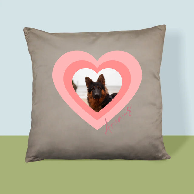 Zdjęcie i Podpis: Zdjęcie Pupila w Sercu - Poduszka z Nadrukiem